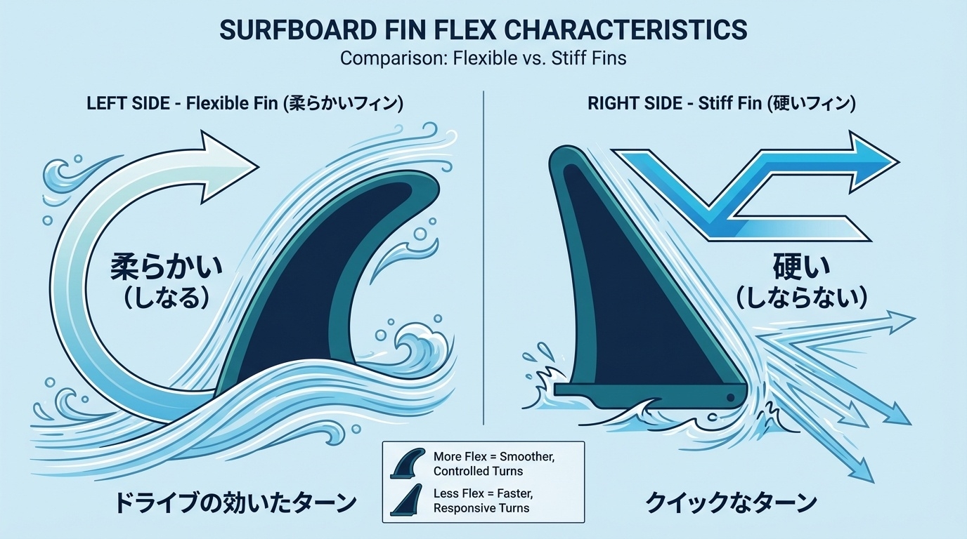 フィンのFLEX(しなり)比較図解